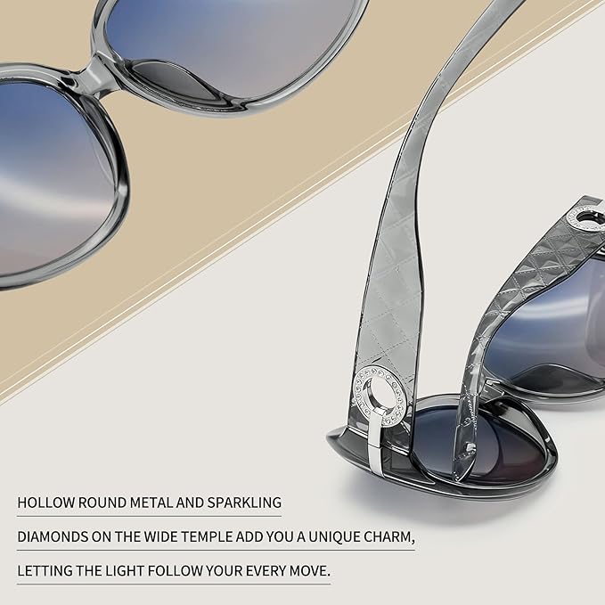 Joopin Big Womens Sunglasses Polarized Trendy Sun Glasses Large Rectangle UV Protection Rhinestone Sunnies