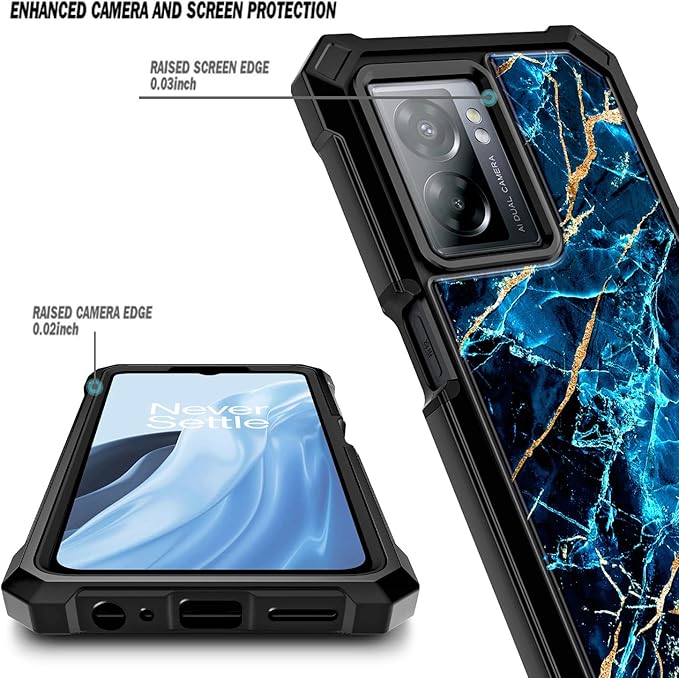 NZND Compatible with OnePlus Nord N300 5G Case with [Built-in Screen Protector], Full-Body Protective Shockproof Rugged Bumper Cover, Impact Resist Phone Case (Sapphire)