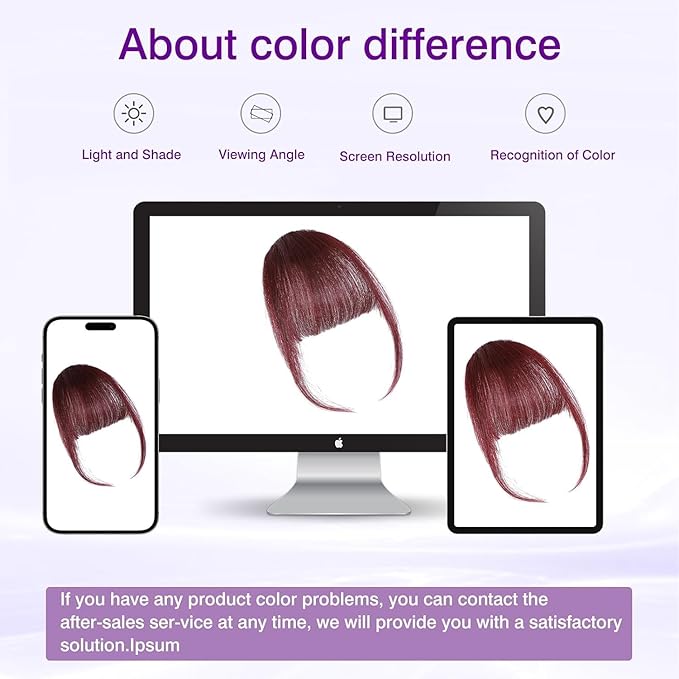 100% Real Human Hair Extensions Wispy Clip in Burgundy Fake Bangs Hair Clip on for women Fringe with Temples Hairpieces Faux Bangs for Daily Wear