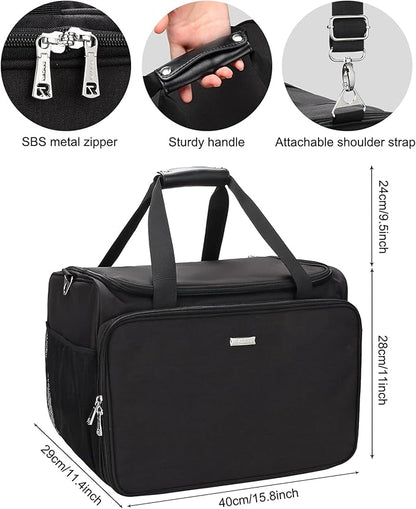 MONSTINA Rolling Makeup Train Case with Four Small Makeup Bag+ Professional Hairdressing Bag,Makeup Case for Hairstylist,Makeup Artist Trolley Travel Makeup Case with Adjustable Divider (Black)