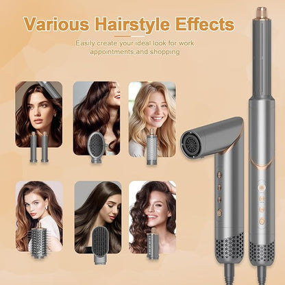 8 in 1 Negative Ionic Foldable Wrap Air Hair Styler Set, 110000 RPM High-Speed Hot Hair Dryer Brush Set for Curling, Fast Dry, Straightening - Versatile Hair Styling Tool with Multiple Attachments
