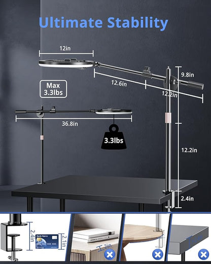 UBeesize 12" Ring Light with Overhead Phone Mount, LED Ring Light with Phone Holder and Stand, Desk Light Ring for iPhone,Cameras, Selfie Light for Live Streaming,Video Recording, Content Creation