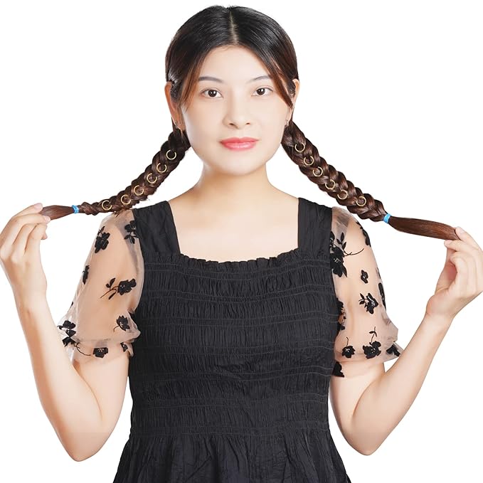 Nydotd 180 Pieces Hair Rings and Loop Clips, Women's Fashion Hip-Hop DIY Hair Accessories for Braids, Dreadlocks (12mm+14mm, KC Gold)