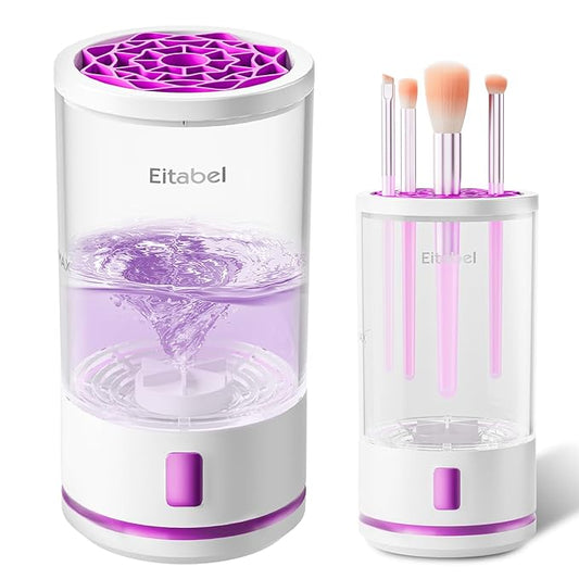 Electric Makeup Brush Cleaner machine, 2 in 1 Makeup Brush Washer, Battery Operated Automatic Spinning Cosmetic Brush Cleaner Ceanser For All Size Makeup Sponges