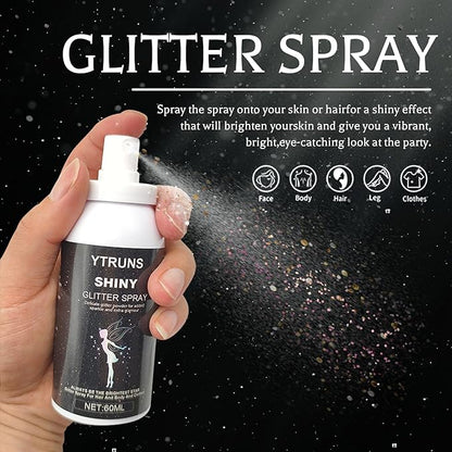 1PC Glitter Spray for Hair and Body, Hairspray for Clothes, Long-Lasting Body Shimmer Spray Silver Glitter Hairspray Suitable for Stage, Festival Rave and Makeup Prom