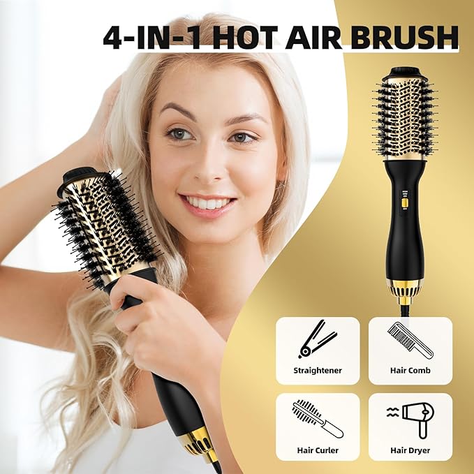 4-in-1 Hot Air Brush with Oval Barrel - Salon-Grade Styling Tool for All Hair Types