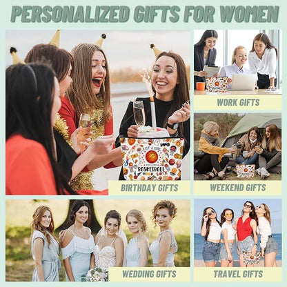 4PCS Basketball Gifts Cosmetic Bag Toiletry Bag Birthday Graduation Makeup Bags for Women Basketball Gifts for Girls Women Girlfriend Basketballs Lover Fan