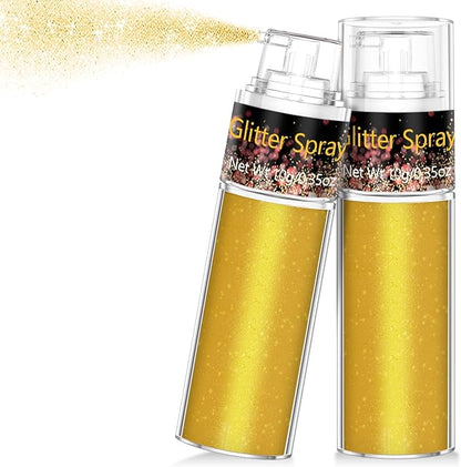 Hair and Body Glitter Spray, 1PC Gold Glitter Hairspray Dry Powder Makeup for Clothes, Festival Rave Prom Loose Sparkle Powder,Holographic Ultra Fine Resin Glitters for Crafts,10g (Gold)