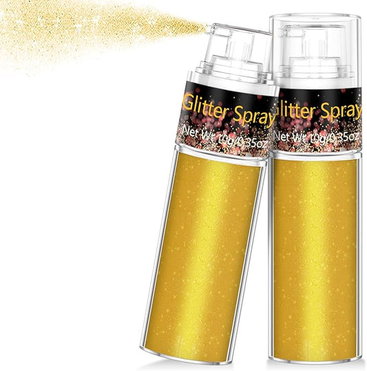Hair and Body Glitter Spray, 1PC Gold Glitter Hairspray Dry Powder Makeup for Clothes, Festival Rave Prom Loose Sparkle Powder,Holographic Ultra Fine Resin Glitters for Crafts,10g (Gold)