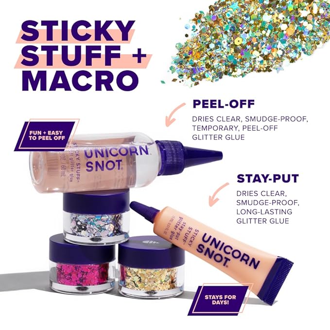 Unicorn Snot Macro Glitter - Face & Body - Cosmetic Grade Large-Particle Loose Glitter - Perfect Make-up for Festivals, Raves - Safe for Face, Easy Application & Removal - Gold (Solar)