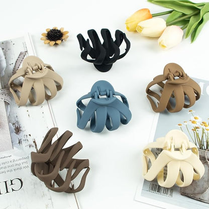 6 Pcs Hair Claw Clips for Women, 2.8" Medium Non-Slip Octopus Jumbo Hair Accessories (Multi-colors)