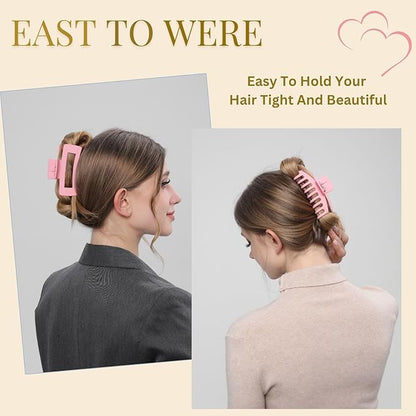 Pink Hair Clips for Women -8 Pack 4.3 Inch Large Hair Claw Clips for Women Thin Thick Curly Hair, Big Banana Clips,Strong Hold jaw clips