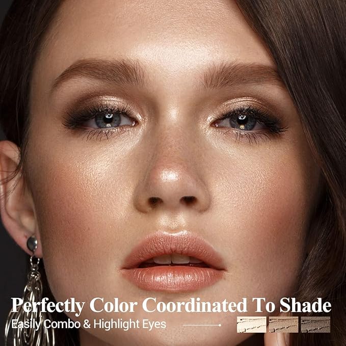 Neutral Eyeshadow Stick Makeup Set, Brown Nude Metallic Shimmer Matte Cream Eye Shadow Eyeliner Brightener Pencil Crayon - BROWN CANYON