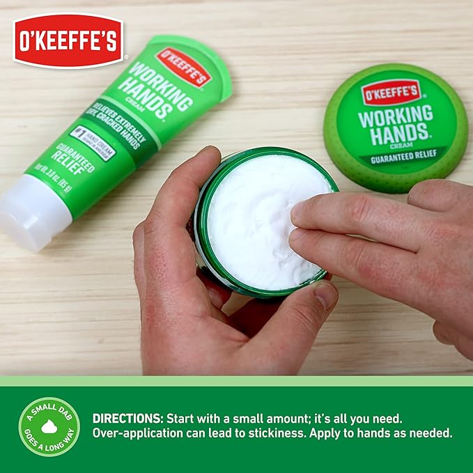 O'Keeffe's Working Hands Hand Cream for Extreme Dryness - 3.4 oz Jar (2 Pack) - Repairing Skincare for Cracked, Dry Hands