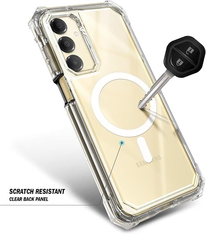 Designed for Samsung Galaxy A16 5G/4G Phone Case, Magnetic Compatible with MagSafe, [Raised Corners Drop Protection] Shockproof Protective Bumper Cover (Black/Clear)