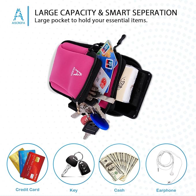 Sports Armband, Running Gym Universal Smartphone Arm Bag with Earphone Hole Multifunctional Pockets foriPhone 15, 14, 13, 12, 11 Pro Max, Xs, Xr, X, 8 Plus, SE, Galaxy S22 Ultra and More
