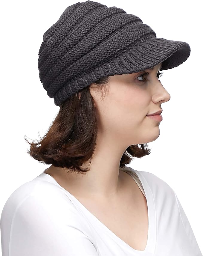 C.C Hatsandscarf Exclusives Women's Ribbed Knit Hat with Brim (YJ-131)(YJ-2023)