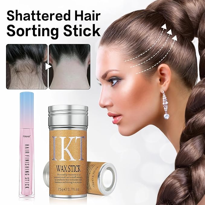 2 Pcs Hair Wax Stick,Hair Finishing Stick for Edge Control,Wax Stick for Flyaway,Edge Frizz Baby Hairs Control,Slick Back Hair,Not-Greasy
