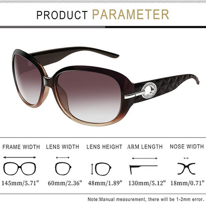 Joopin Big Womens Sunglasses Polarized Trendy Sun Glasses Large Rectangle UV Protection Rhinestone Sunnies