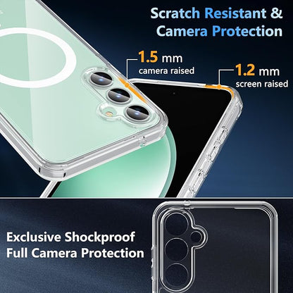 OWKEY Design for Galaxy S23 FE Case 6.4'', Magnetic Galaxy S23 FE Case for Magsafe with Screen Protector [Military-Grade Protection] Shockproof Phone Case S23 fe Slim Protective case S23 FE 5G, Clear