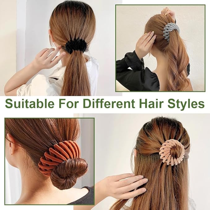 4Pcs Bird Nest Hair Clips Expandable Hair Bun Maker Hair Accessories for Women Ponytail Holder Hair Bun Clip for Thin Thick Fine Curly Hair, Plastic Hair Barrettes Hair Scrunchies