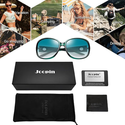 Joopin Big Womens Sunglasses Polarized Trendy Sun Glasses Large Rectangle UV Protection Rhinestone Sunnies