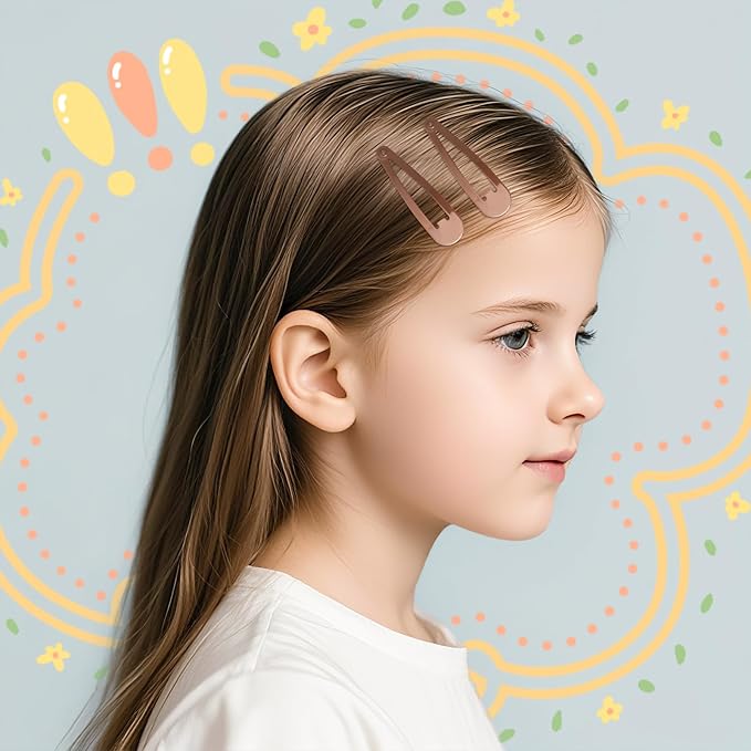 120 Pack Brown Metal Snap Hair Clips - Non-Slip Hairpins Barrettes for Women & Girls, Secure Braids, Updos, Buns - Durable & Lightweight (Plastic Storage Box Included)