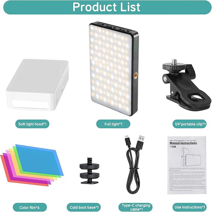 120 LED Selfie Light, Phone Light, 3000Mah Rechargeable Clip Video Light, Adjusted 3 Light Modes, for Phone, Camera, Laptop, iPad, Light for Phone for Selfie, Video Conference, TikTok, Vlog