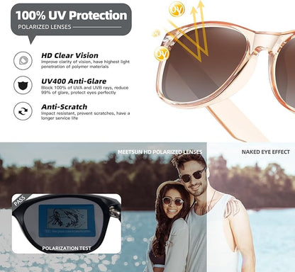 MEETSUN Classic Polarized Sunglasses for Women Men Trendy Retro Sun Glasses for Driving UV Protection (3 Pack)