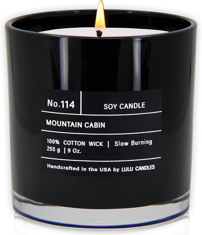 Lulu Candles | Mountain Cabin | Smells Like Outdoors & Pine | Luxury Scented Soy Jar Candle | Hand Poured in The USA | Highly Scented Long Lasting (9 Oz.)