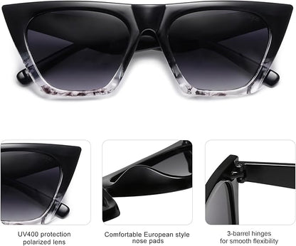 SOJOS Trendy Oversized Square Cateye Polarized Sunglasses Womens Big Frame Shades SJ2115