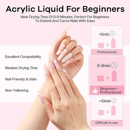 Nail Kit Acrylic Set: Professional Nail Kit with everything for Beginners Acrylic Powder Kit Nail Art Tool Women Salon