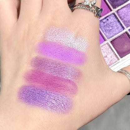 9 Colors Eyeshadow Palette - Purple Eyeshadow Theme, High Pigmented Blendable Matte & Glitter Shimmer Finishes, 24-Hour Long Lasting Mauve Eye Makeup for Christmas & Music Festivals(Purple)