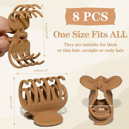8PCS Claw Clips for Thin Hair Women, 1.6' Small Matte Medium Hair Claw Clips, Strong Hold Double Row Teeth Hair Clips, Cute Jaw Clamps (Warm Color)