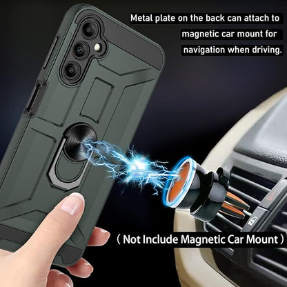 for Galaxy A14 5G Case, for Galaxy A14 5G Case with [3X Tempered Glass Screen Protector], Built-in Ring Kickstand and Magnetic Car Mount Shockproof Dropproof Armor Case for Galaxy A14 5G - Green