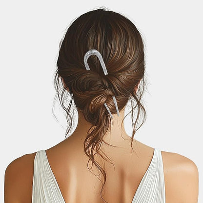 3PCS Textured Metal French Hair Pins, U Shaped Updo French Pin Hair Fork for Women and Girls, French Twist Hair Pin for Buns, French Pins Hair Accessories