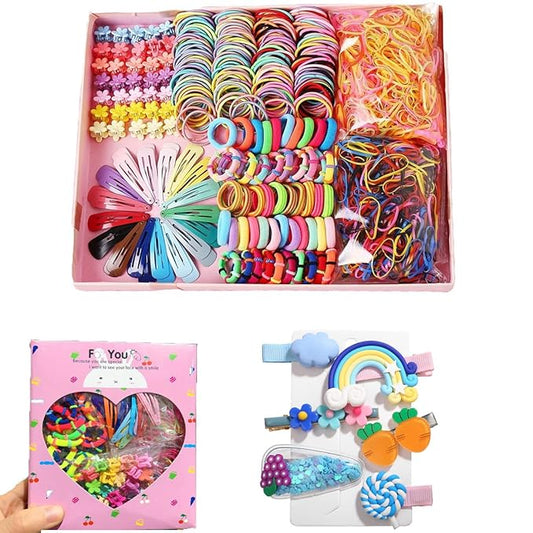 786 pcs Colorful Hair Accessories Set - Hair Clips, Hair Ties, Ponytail Holders, Rubber Bands for Girls and Toddlers
