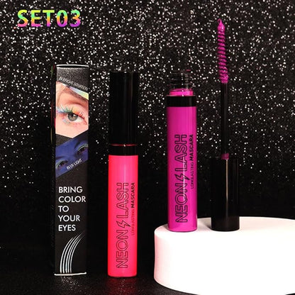2 Colored Mascara for Eyelashes Set,Red Purple Halloween Fluorescent Colorful Waterproof Long lasting Charming Voluminous Mascara for Women Cruelty Free Vegan Eye Makeup (04# Red &06# Purple)