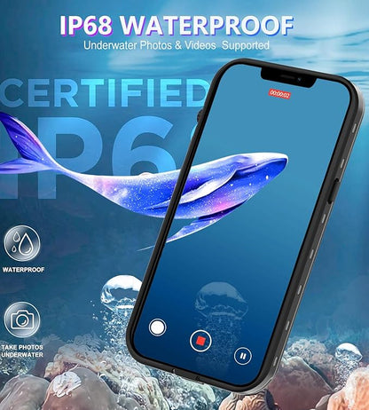 Design for iPhone 12 Pro Max Case Waterproof, Full Body Underwater Dustproof Shockproof Case Built-in Screen Protector - Clear