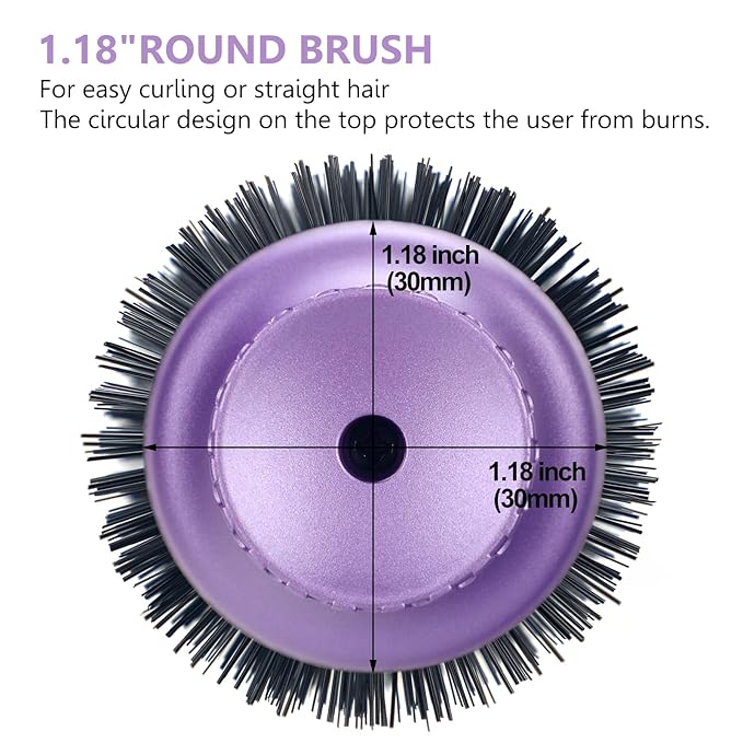 Hot Air Brush, Aima Beauty Salon One-Step Hair Dryer and Volumizer, 4-in-1 Hair Dryer Brush, Hair Styling Tools, Purple-Round