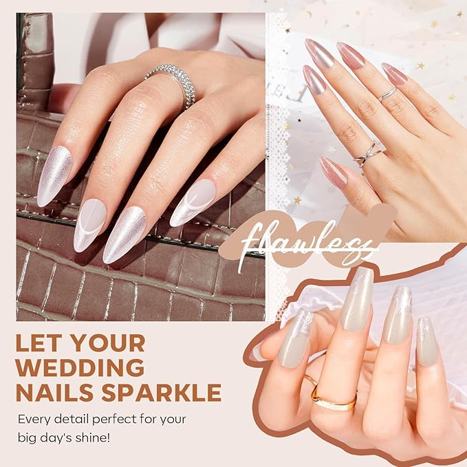 modelones Nail Polish Set, 6 Colors Pearl White Pink Nude Mini Nail Polish Set,Wedding Shimmer Champagne Nail Quick Dry Art DIY Home Salon Nail Art Manicure Gift for Women Girls