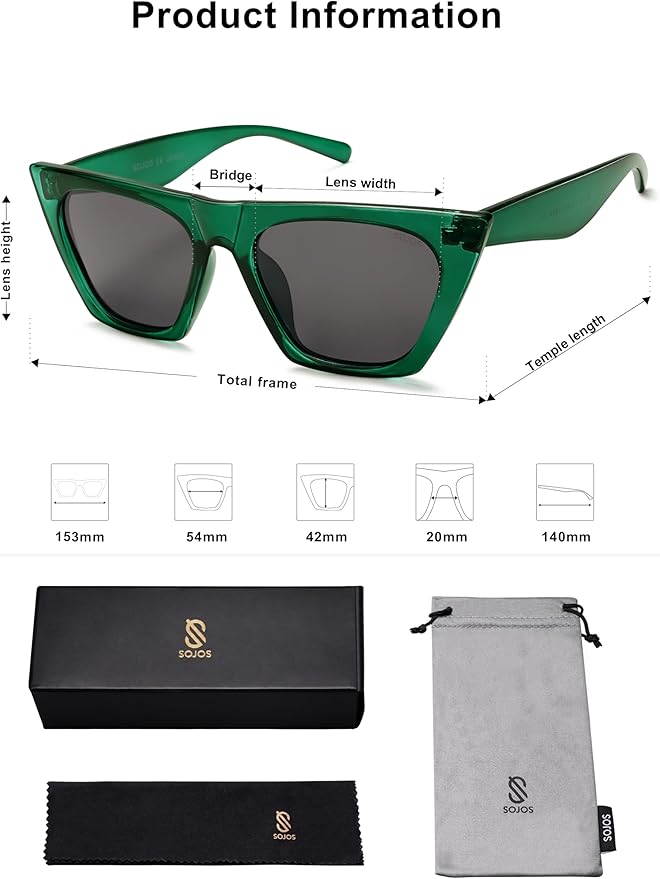 SOJOS Trendy Oversized Square Cateye Polarized Sunglasses Womens Big Frame Shades SJ2115