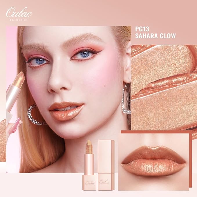 Oulac Moisture Lipstick Set 3PCS - Infinity High Shine Finish, Hydrating Vegan Lipstick Infused with Damask Rose Oil for All-Day Comfort, Gluten-Free, PG10+PG12+PG13
