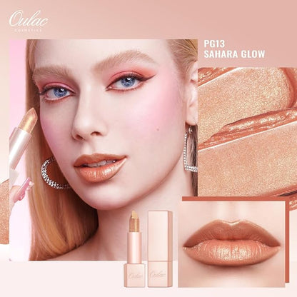 Oulac Moisture Lipstick Set 3PCS - Infinity High Shine Finish, Hydrating Vegan Lipstick Infused with Damask Rose Oil for All-Day Comfort, Gluten-Free, PG10+PG12+PG13