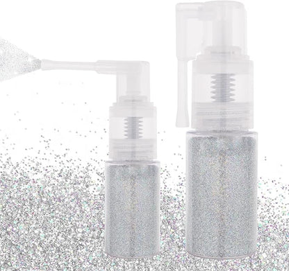 MEICOLY Silver Hair and Body Glitter Spray,Shinny Sparkle Glitter Spray for Clothes,Loose Shimmer Hairspray for Festival Rave Makeup/Stage Performance,Lightweight,25g/0.88OZ