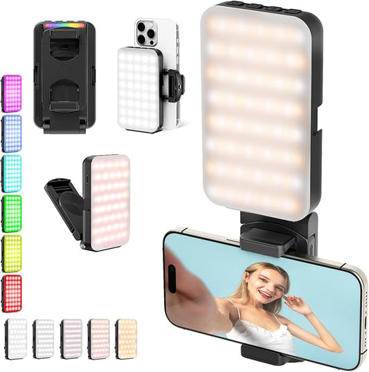 Selfie Light for Phone, Rechargeable Ring Light Clip for iPhone & Android, Portable Phone Light for Video Recording, Vlogging, Makeup, Photography