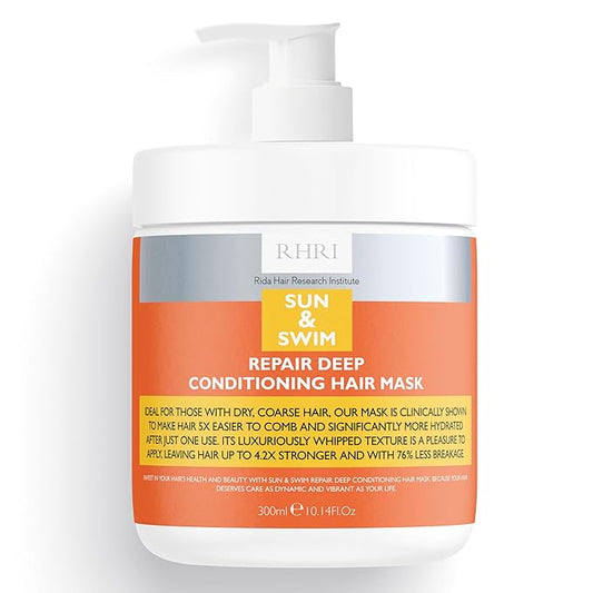 11 Fl.Oz Sun & Swim Repair Deep Conditioning Hair Mask, Hydrates and Strengthens Dry, Coarse Hair Contains Hyaluronic Acid, Hydrolyzed Protein, Reduces Breakage by 76%, UV and Chlorine Protection