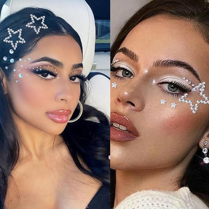 NOOEPC Face Gems Hair Gems, Self-Adhesive Face Jewels Eye Jewels Rhinestones DIY Face Gems Stick on, Hair Body Rhinestones Gems Crystals Pearls for Face Eyes Makeup Body, Crafts