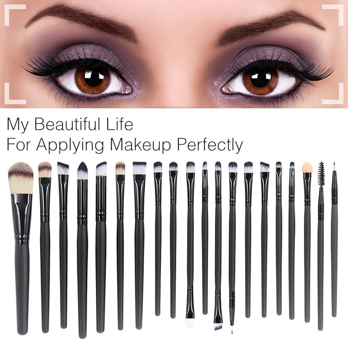 20 Pieces Makeup Brush Set Professional Face Eye Shadow Eyeliner Foundation Blush Lip Makeup Brushes Powder Liquid Cream Cosmetics Blending Brush Tool