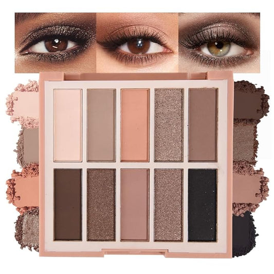 Neutral Nude Eye Shadow Palette,Matte Brown Black Naked Cream Eyeshadow Palette,make up pallets for women Highly Pigmented Natural Eyeshadow for Eyes Long Lasting Naturing-Looking,Blendable,Vegan
